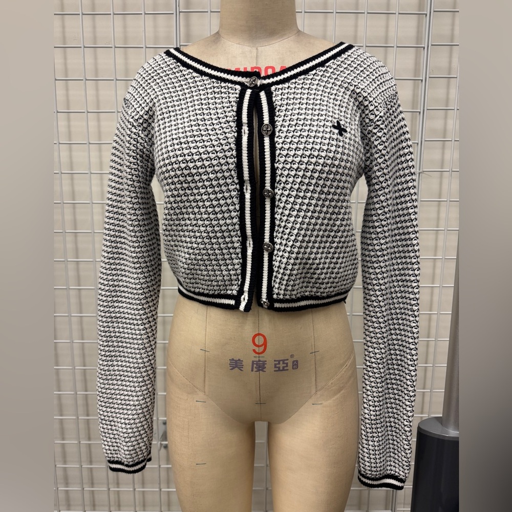 SMFK Black and White Knit Cardigan